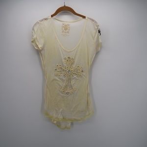 Beloved Stone Embroidered Cross Short Slv T-Shirt
